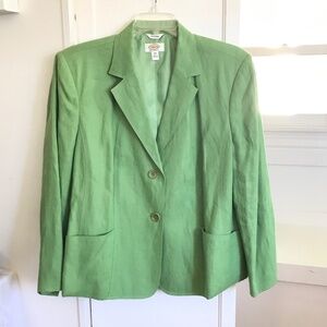 TALBOTS Irish Linen Blazer Jacket Green 2 Button Women’s Plus Size 18W